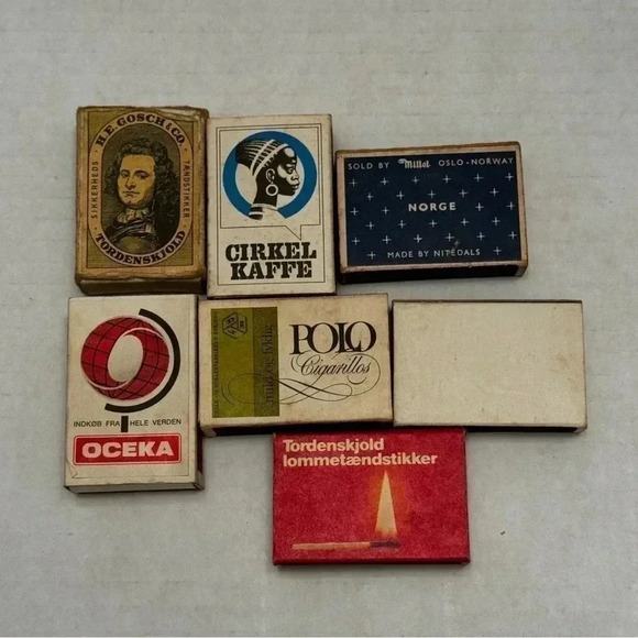 Vintage Lot of 7 Matchboxes from Denmark and Norway Matchbox European - Picture 2 of 2